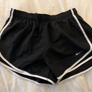 Women’s black and white Nike running shorts